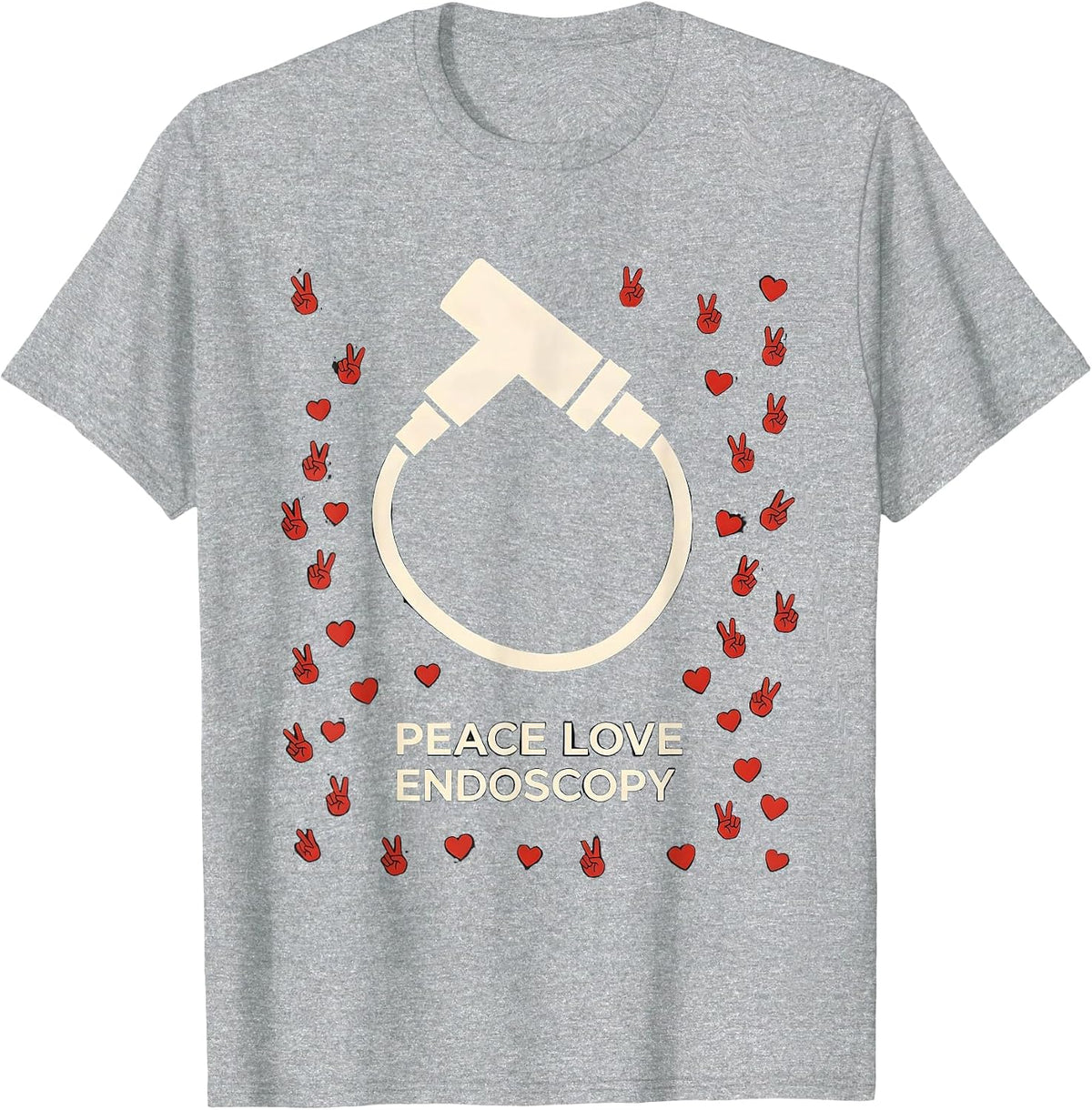 Men's Peace Love Endoscopy Funny Surgical Tech Surgeon Gifts T-Shirt - Heather Grey