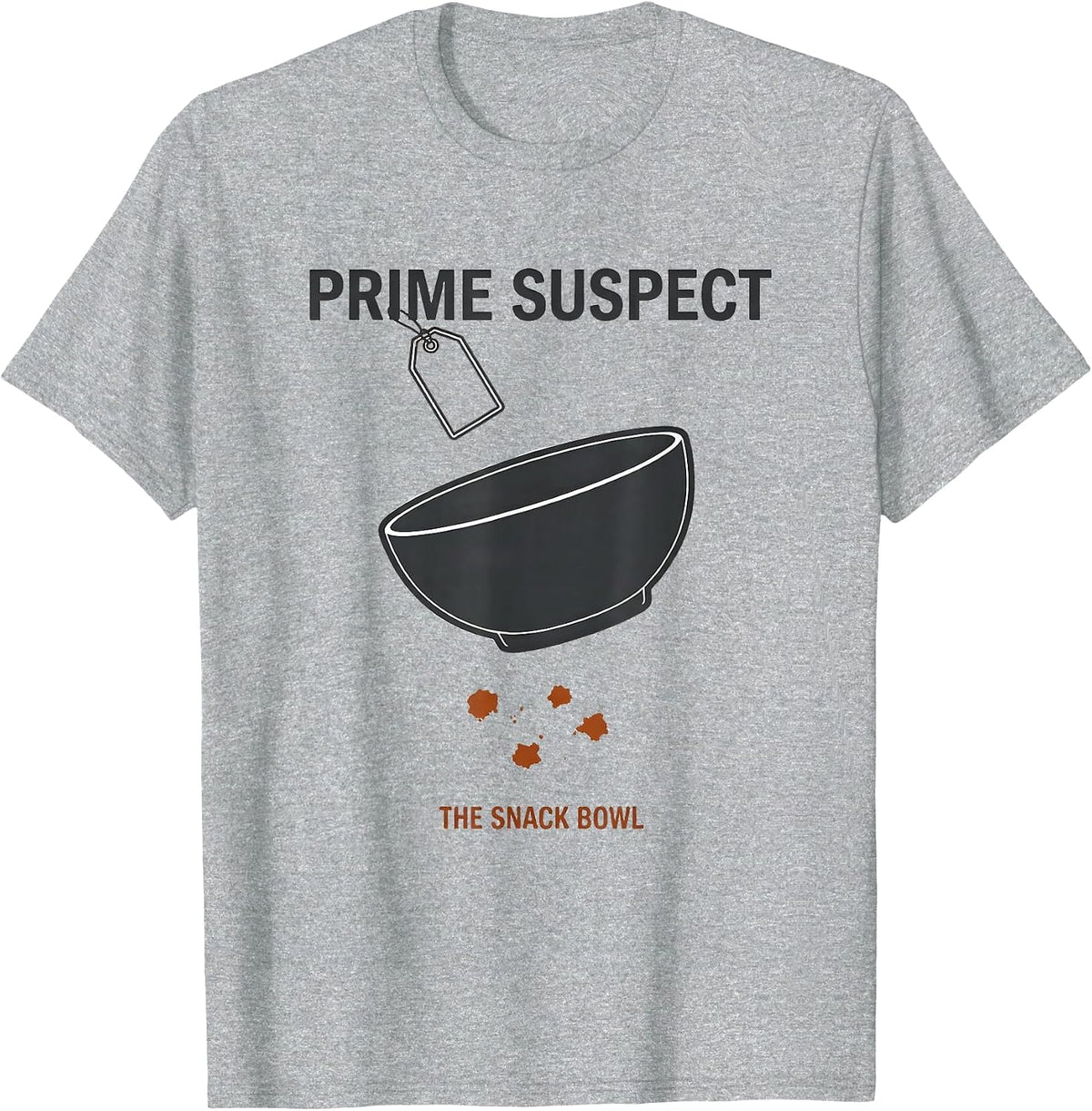 Men's Prime Suspect The Snack Bowl True Crime Fan Couch Humor T-Shirt - Heather Grey
