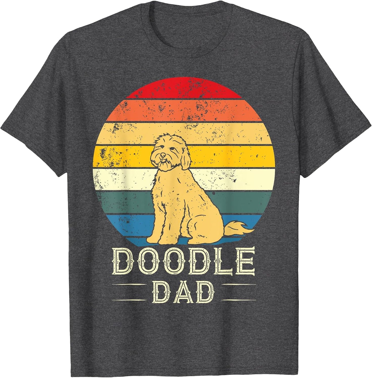 Vintage Doodle Dad Father - Aussie Doodle & Goldendoodle T-Shirt - Dark Heather Grey