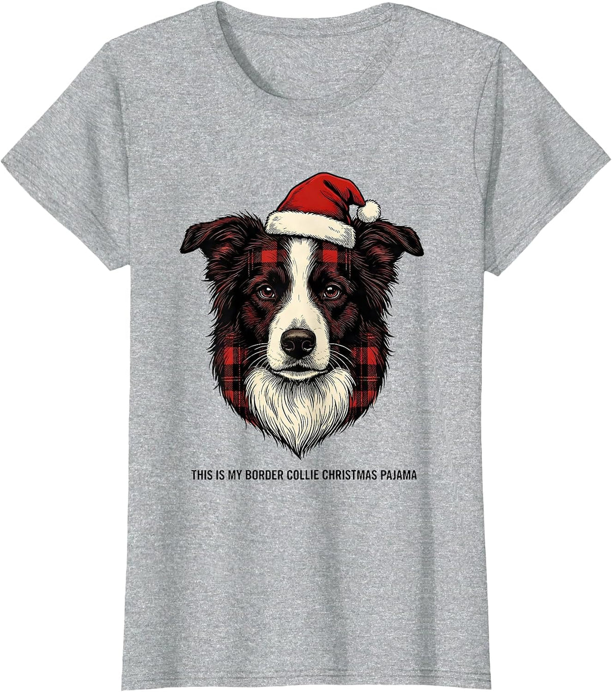 Women's This Is My Border Collie Christmas Pajama Dog Lover T-Shirt - Heather Grey