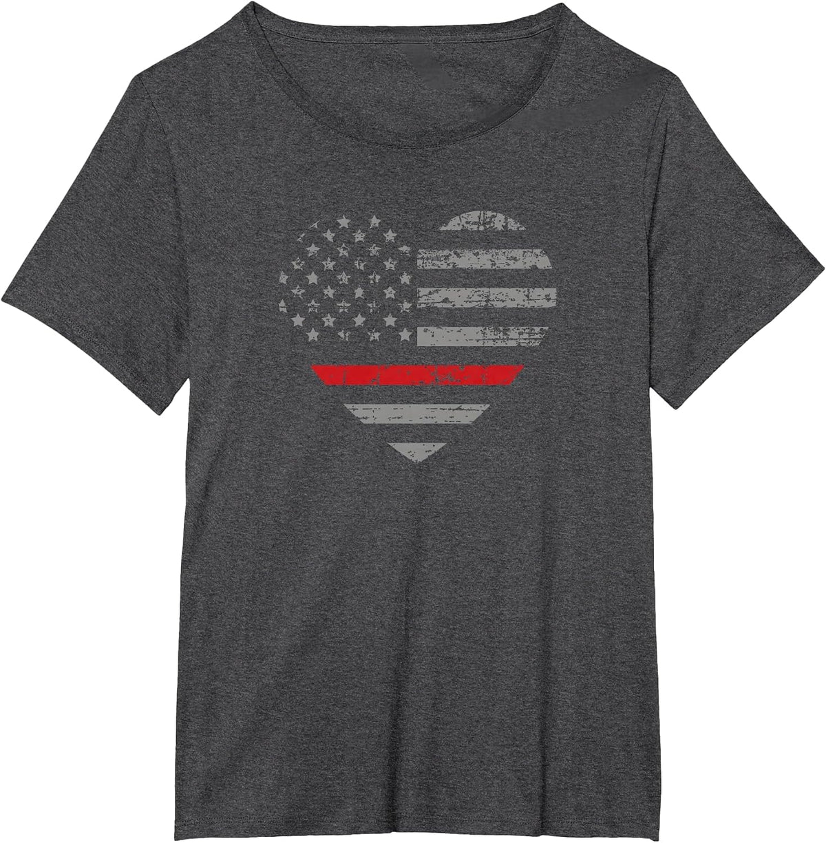 Thin Red Line Heart American Flag T-Shirt T-Shirt - Dark Heather Grey