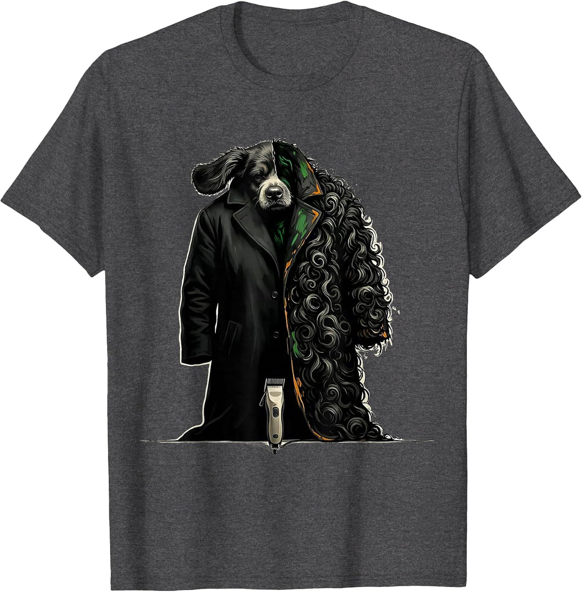 Sheepadoodle Coat Polish Poster Conceptual Dog Lover Humor T-Shirt - Dark Heather Grey