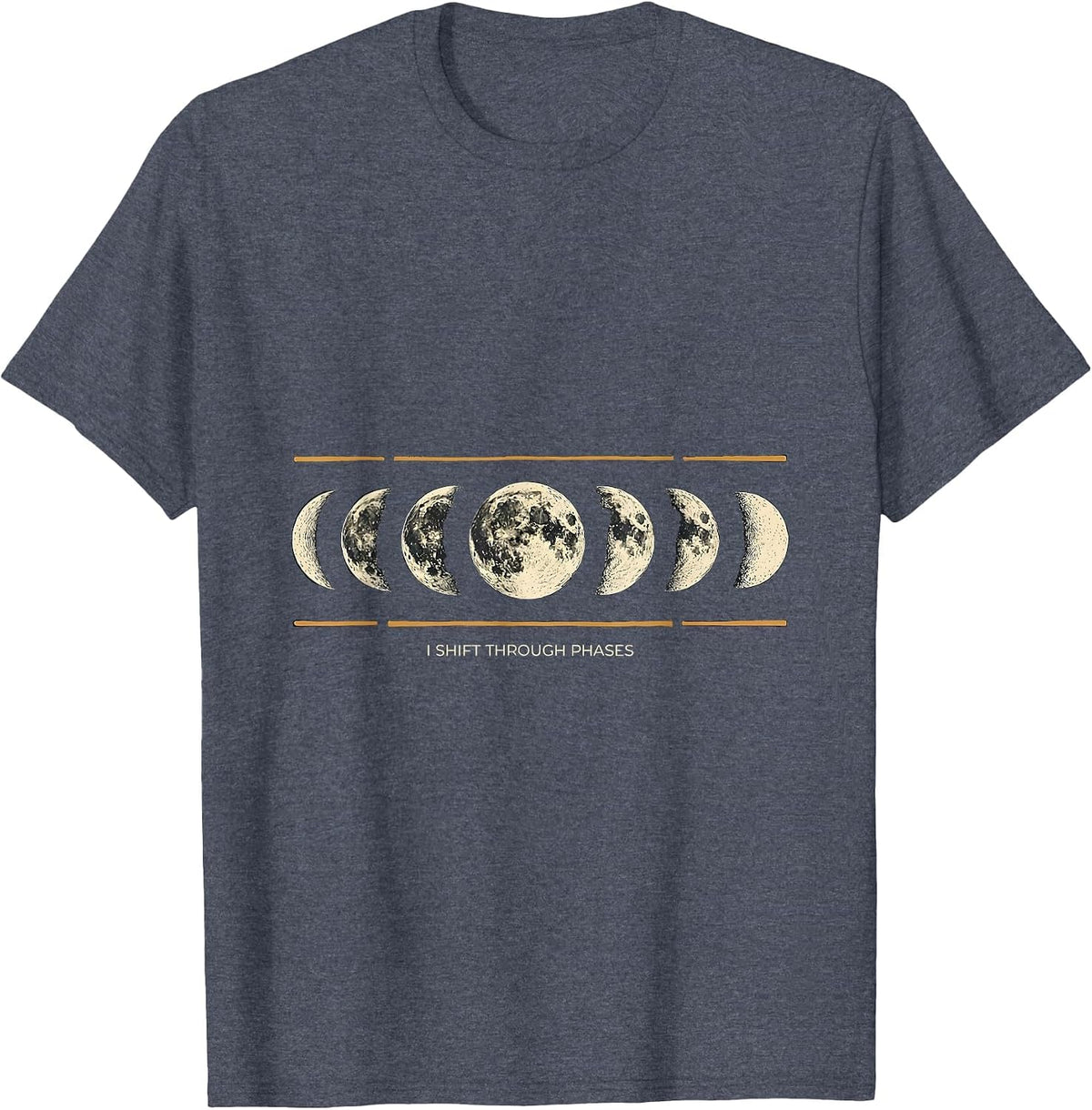 I Shift Through Phases Boho Moon Phases Astronomy Graphic T-Shirt - Heather Blue