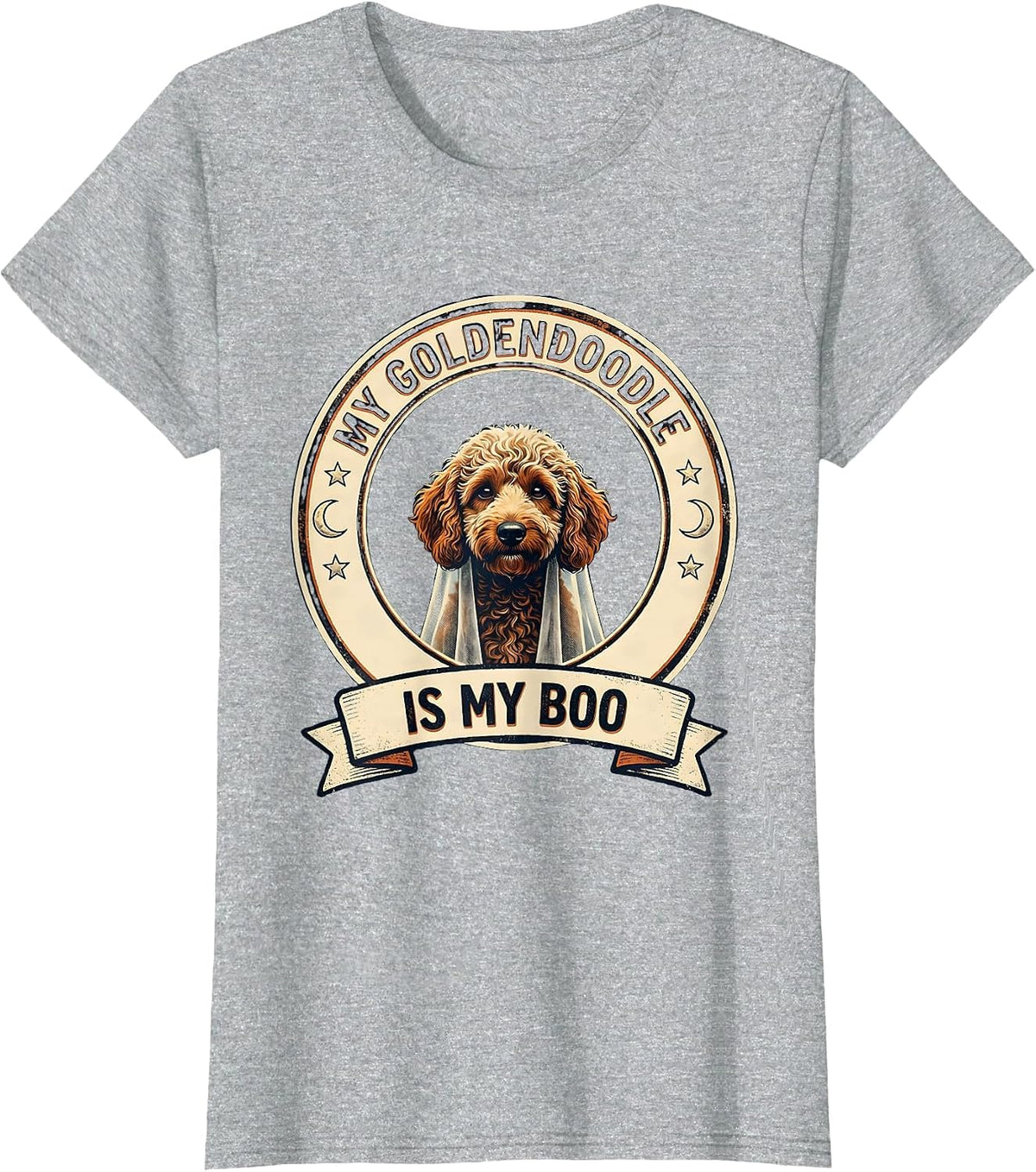 My Goldendoodle Is My Boo Spooky-Cute Halloween Dog Mom T-Shirt - Heather Grey