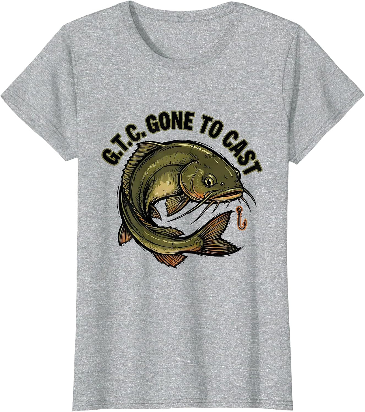 Women's G.T.C. Gone To Cast Funny Fishing Humor Angler Gift T-Shirt - Heather Grey