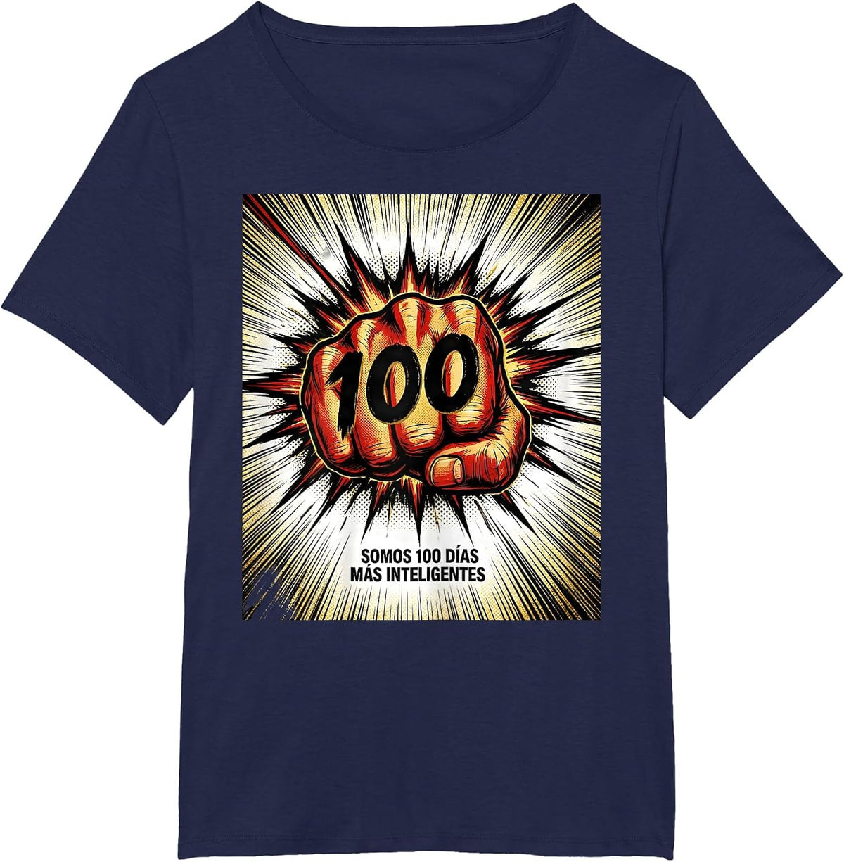 Women's Somos 100 Días Más Inteligentes Comic Book Spanish Teacher T-Shirt - Navy Blue