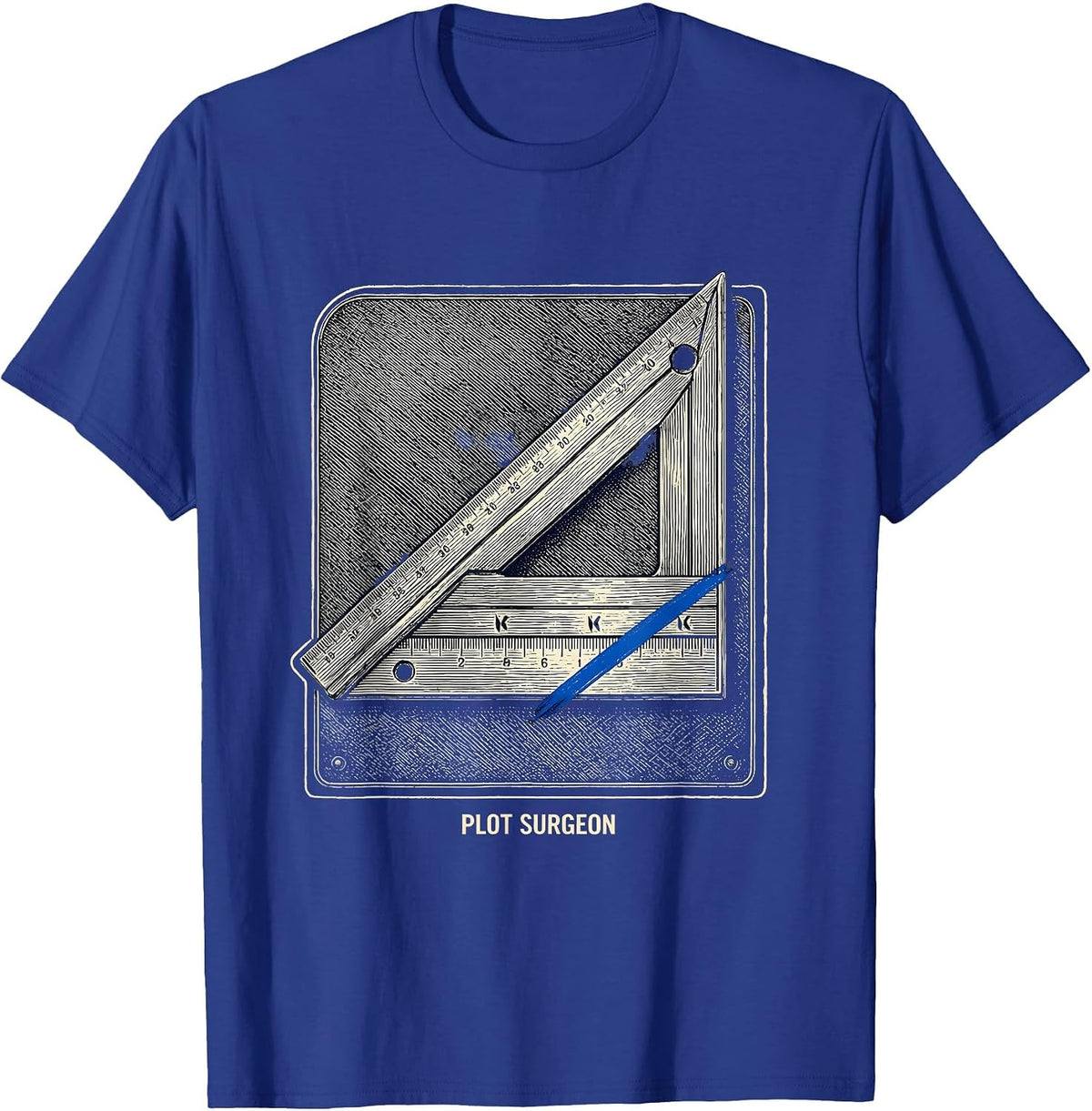 Plot Surgeon Crosshatch Etching Funny Writer Gift for T-Shirt - Royal Blue