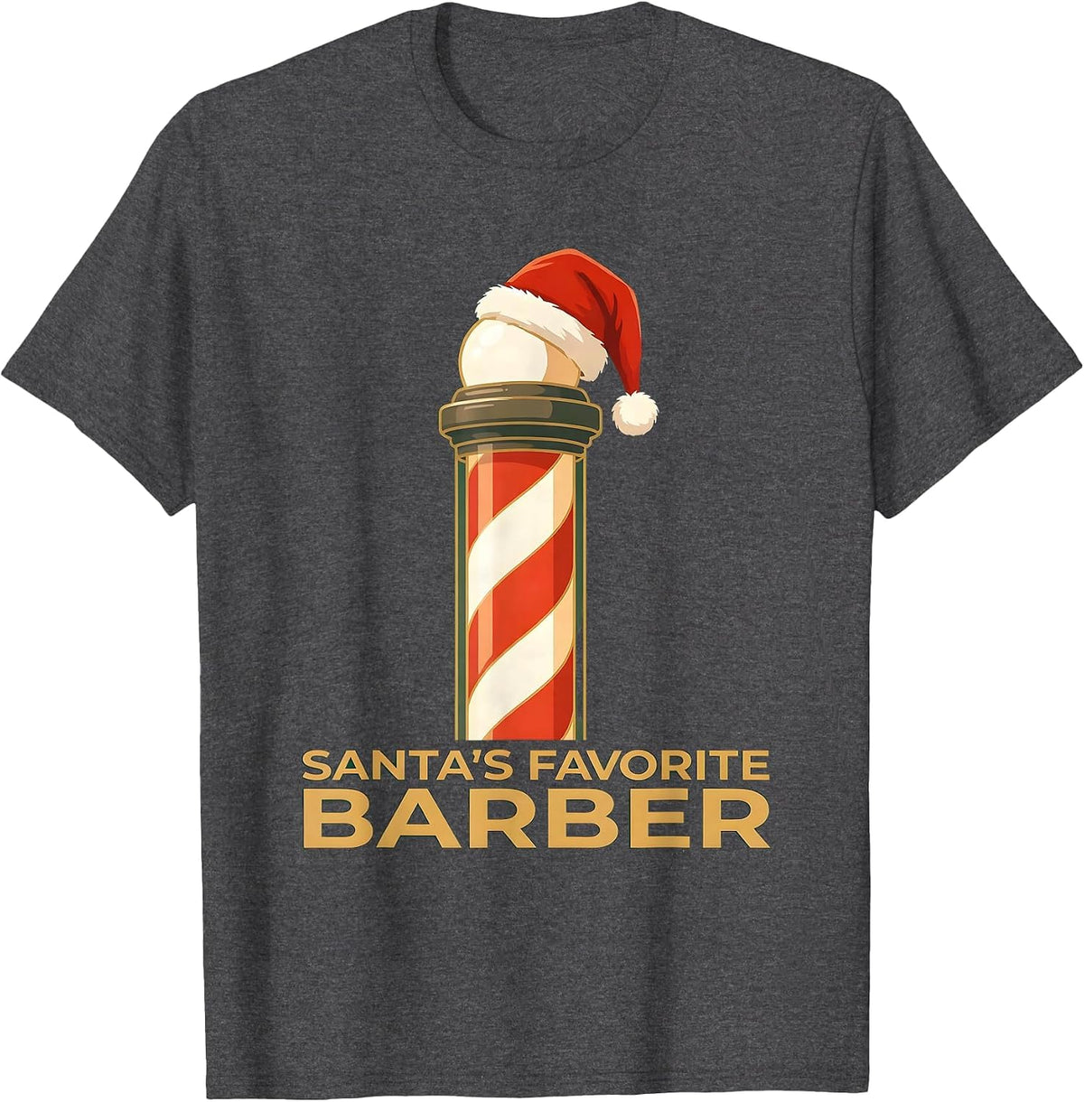 Santa's Favorite Barber Funny Christmas Barber Gift T-Shirt - Dark Heather Grey