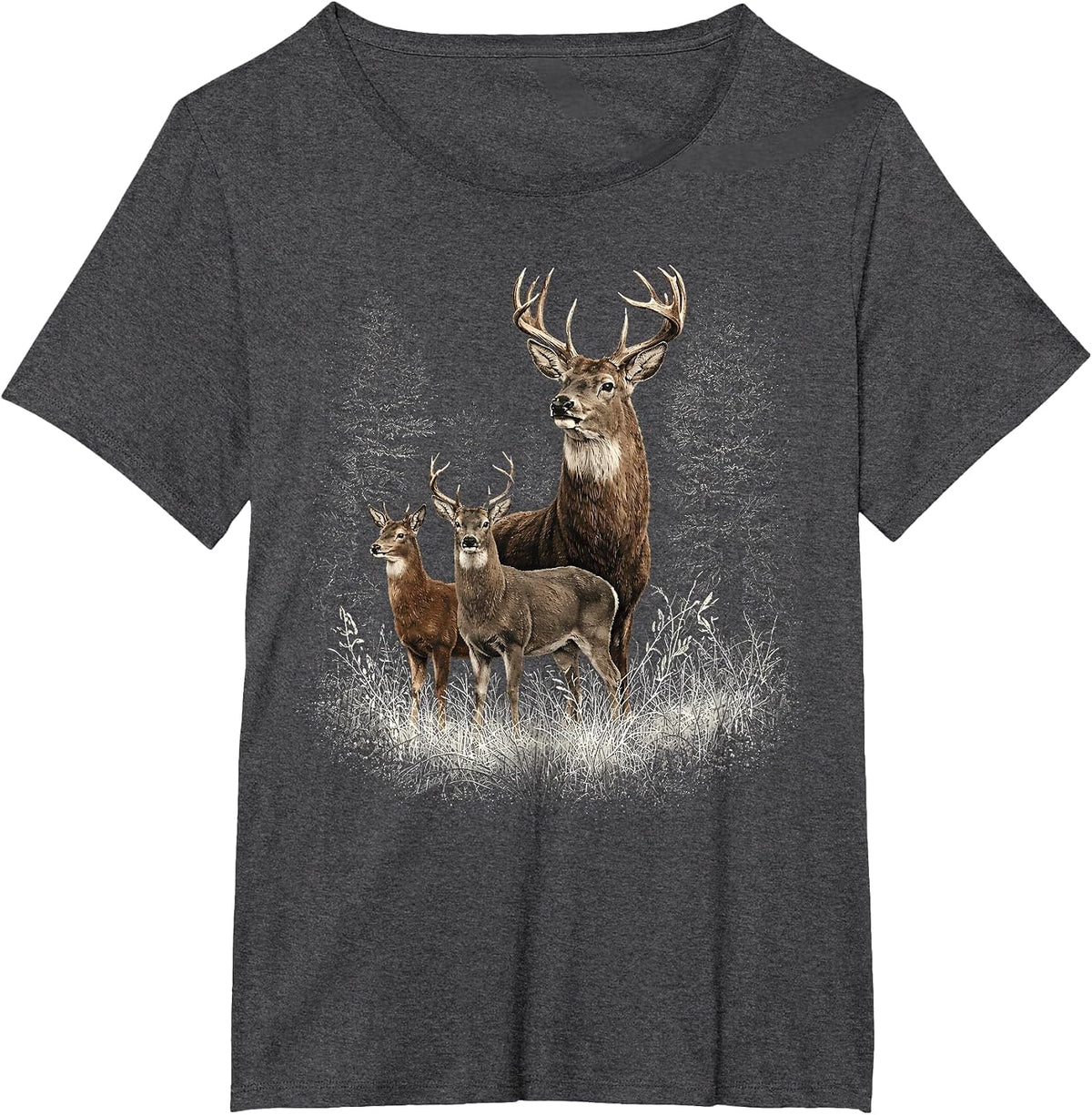 Deer Forest Nature Lover Vintage Deer Hunting Hunter T-Shirt - Dark Heather Grey