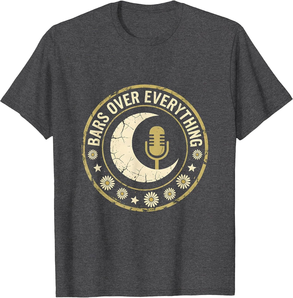 Bars Over Everything Hip Hop Graphic Design T-Shirt - Dark Heather Grey