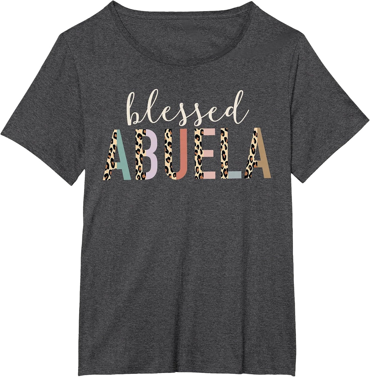 Blessed Abuela Cute Leopard Print T-Shirt - Dark Heather Grey