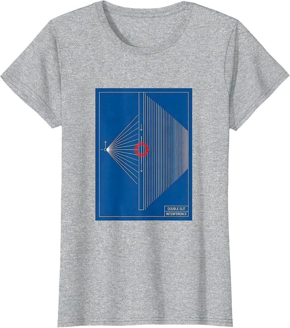 Double Slit Interference Technical Blueprint Quantum Physics T-Shirt - Heather Grey
