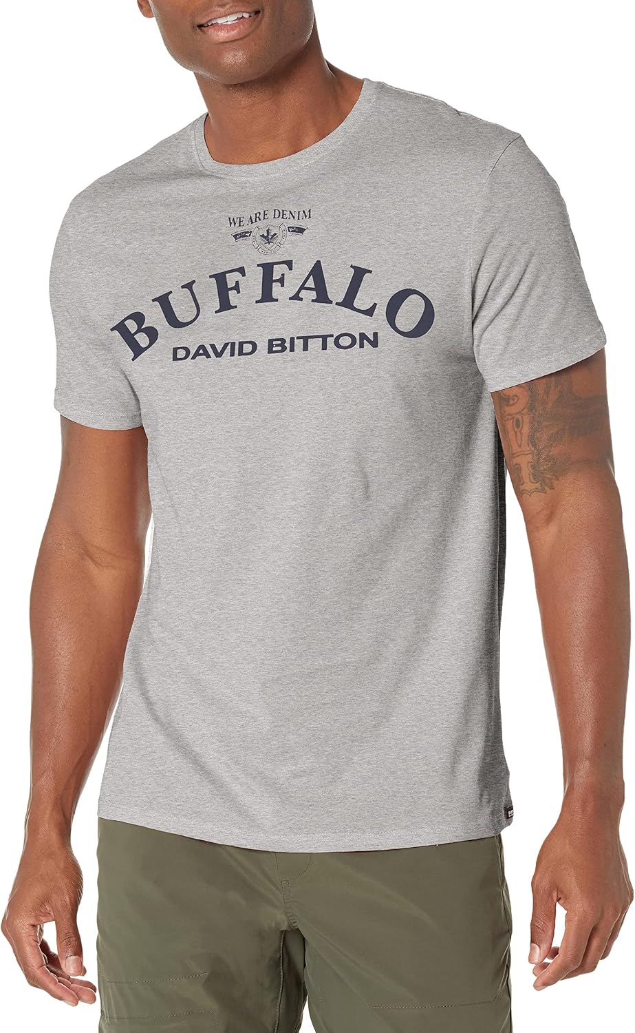 Buffalo David Bitton Men's Short Sleeve Logo Tee - Heather Grey