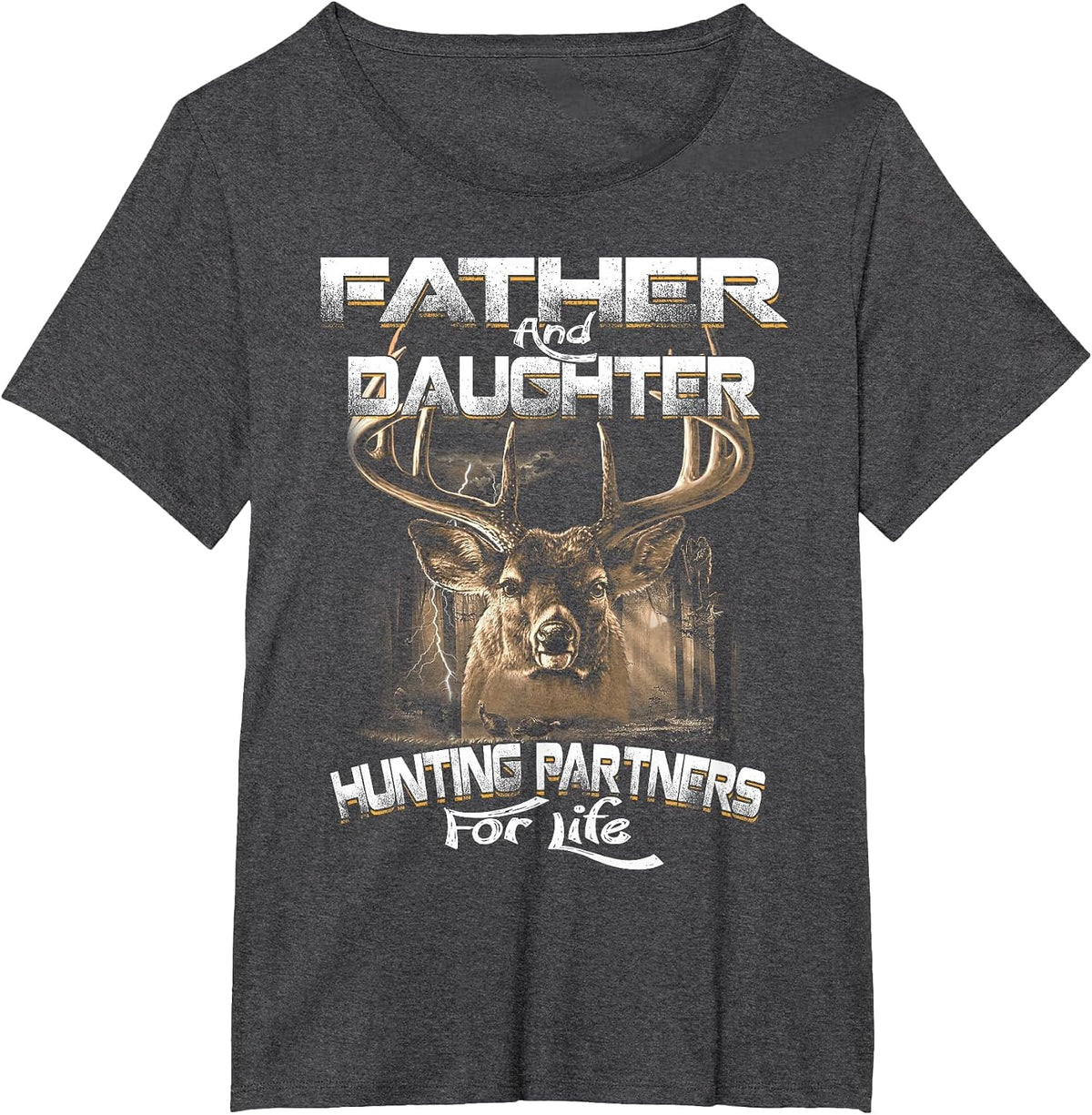 Father and Daughter Hunting Partners for Life Deer Hunter T-Shirt - Dark Heather Grey