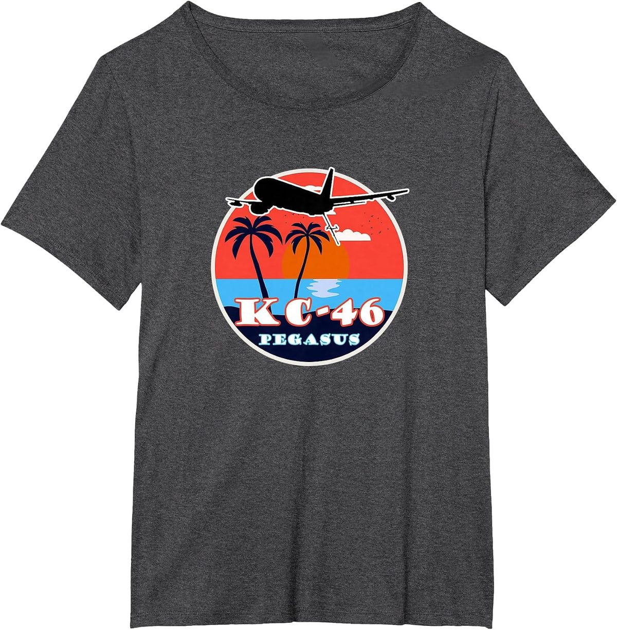KC-46 Pegasus Vintage Tropical Sunset Air Refueling T-Shirt - Dark Heather Grey