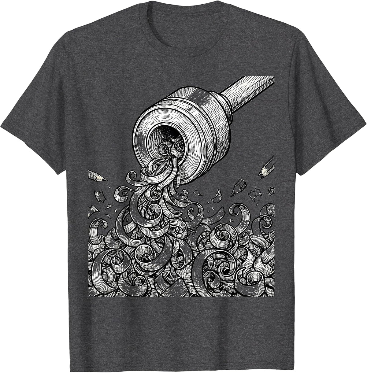 Men's 4th Grade Teacher Colorful Pencil Sharpener Art T-Shirt - Dark Heather Grey