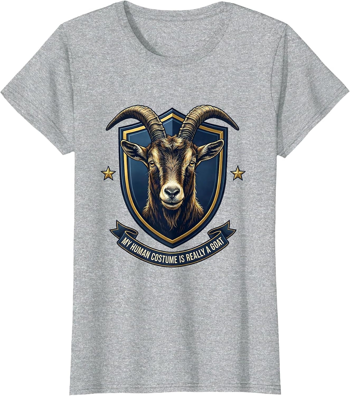 Women's My Human Costume Is Really A Goat Funny Goat Lover Halloween T-Shirt - Heather Grey