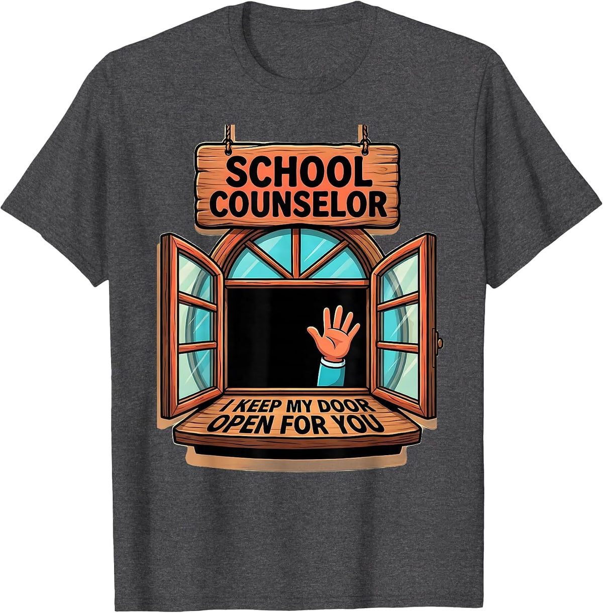 School Counselor I Keep My Door Open For You Funny T-Shirt - Dark Heather Grey