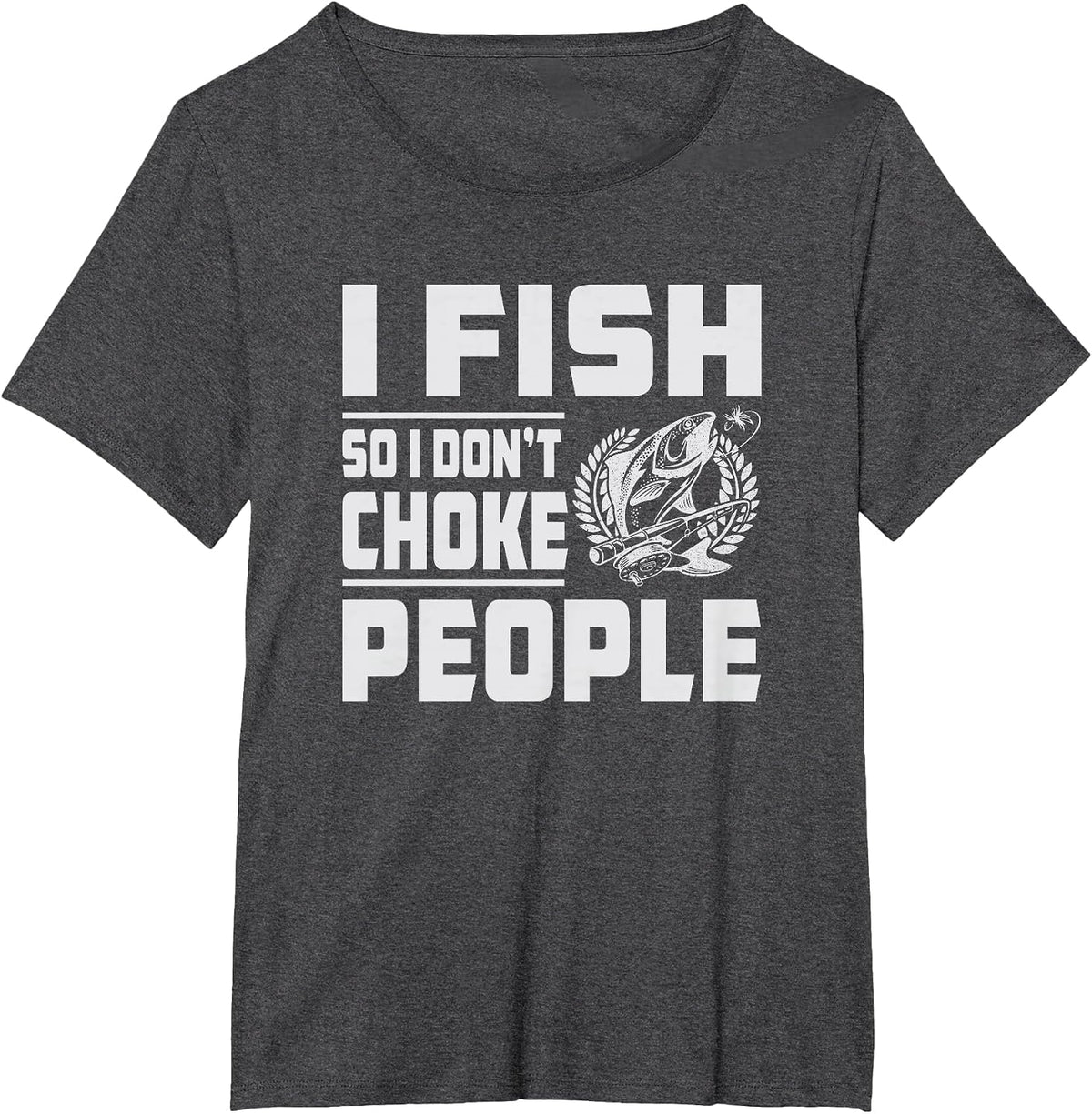 Funny Bass Fishing T-Shirt - Dark Heather Grey