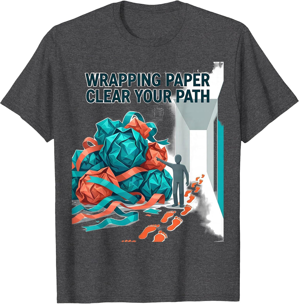 Men's Wrapping Paper Clear Your Path Funny Physical Therapist PT T-Shirt - Dark Heather Grey