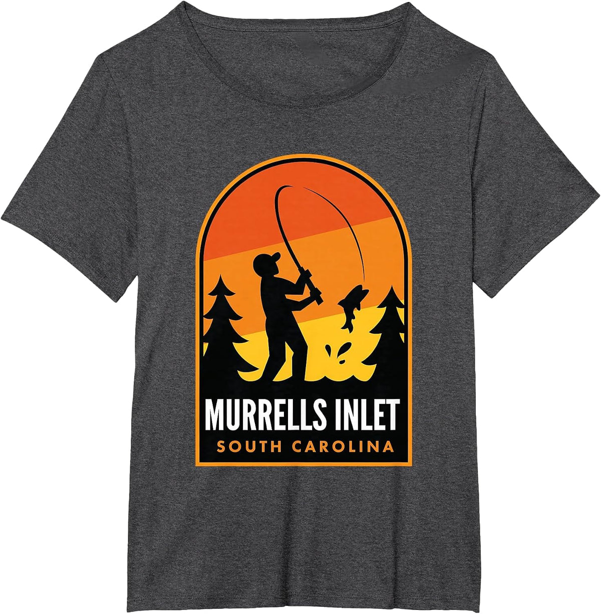 Murrells Inlet South Carolina Fishing T-Shirt - Dark Heather Grey