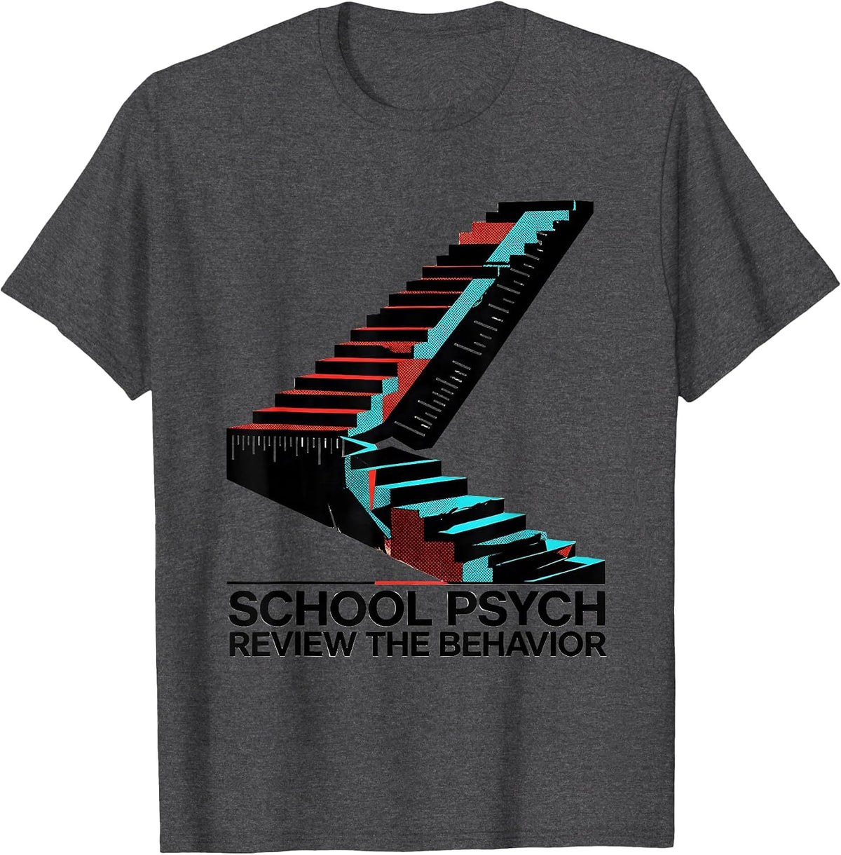 School Psych, Review The Behavior Funny School Counselor T-Shirt - Dark Heather Grey