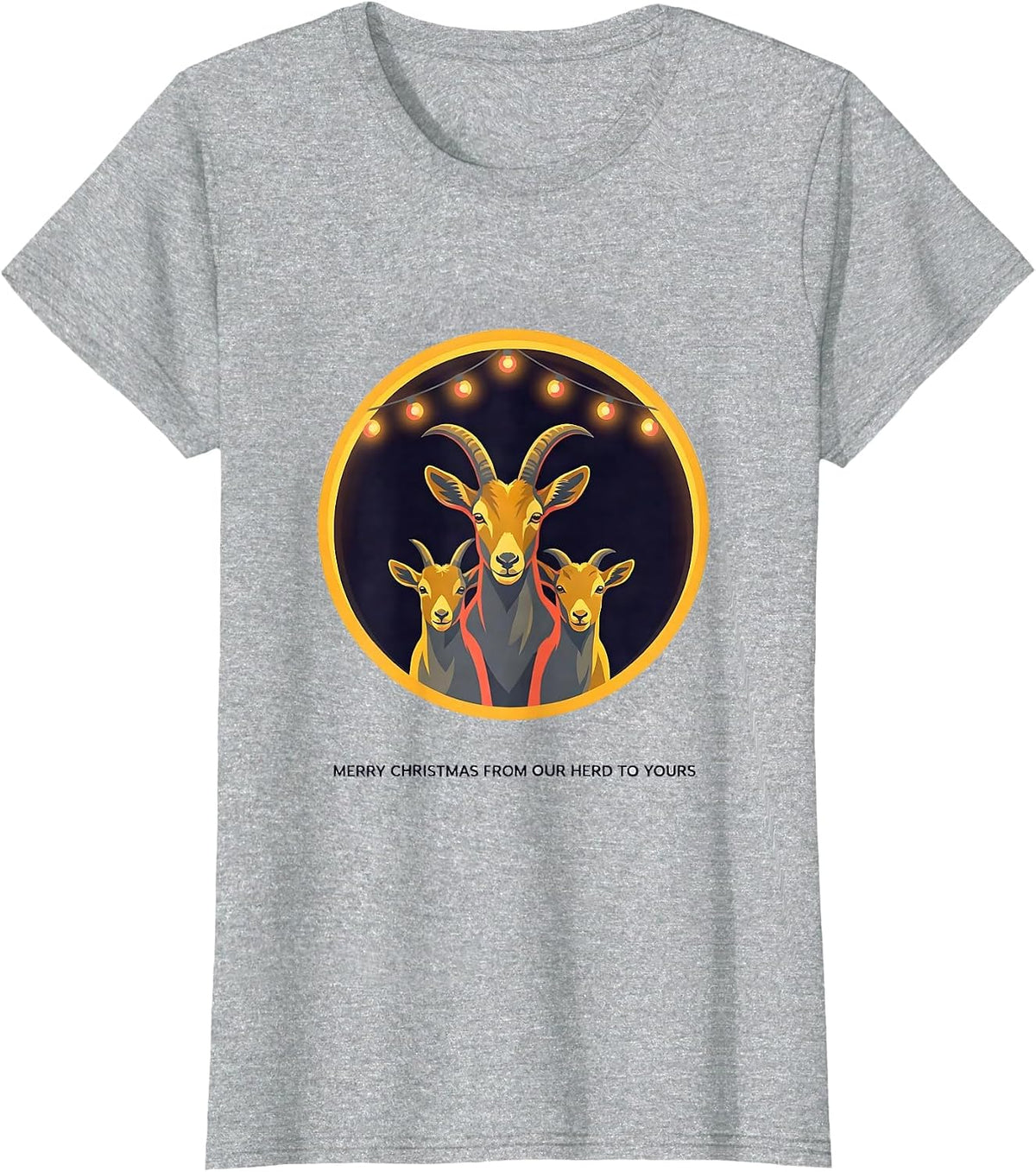 Women's Merry Christmas From Our Herd to Yours Funny Goat Lover T-Shirt - Heather Grey