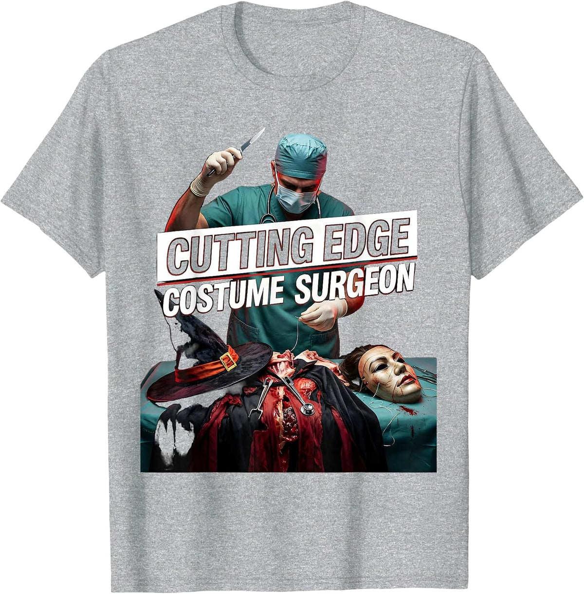 Men's Cutting Edge Costume Surgeon Halloween Design T-Shirt - Heather Grey