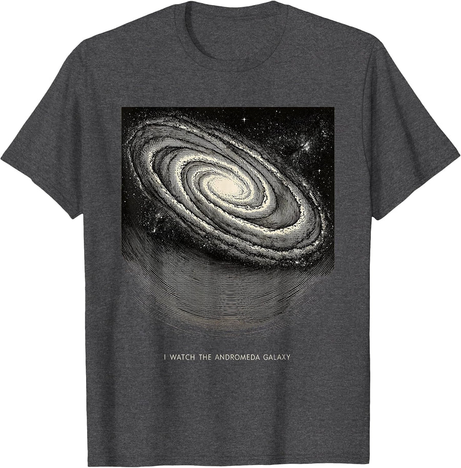 Men's I Watch The Andromeda Galaxy Whimsical Space Astronomy T-Shirt - Dark Heather Grey