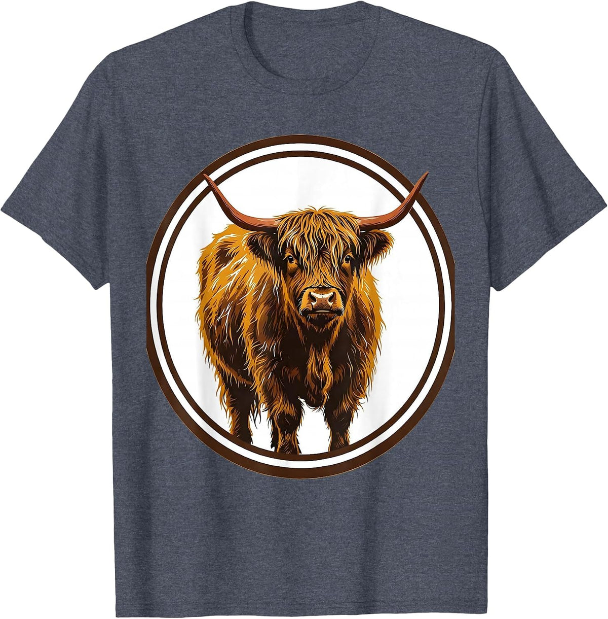 Highland Cow Cute Scottish Humor Screenprint Poster T-Shirt - Heather Blue