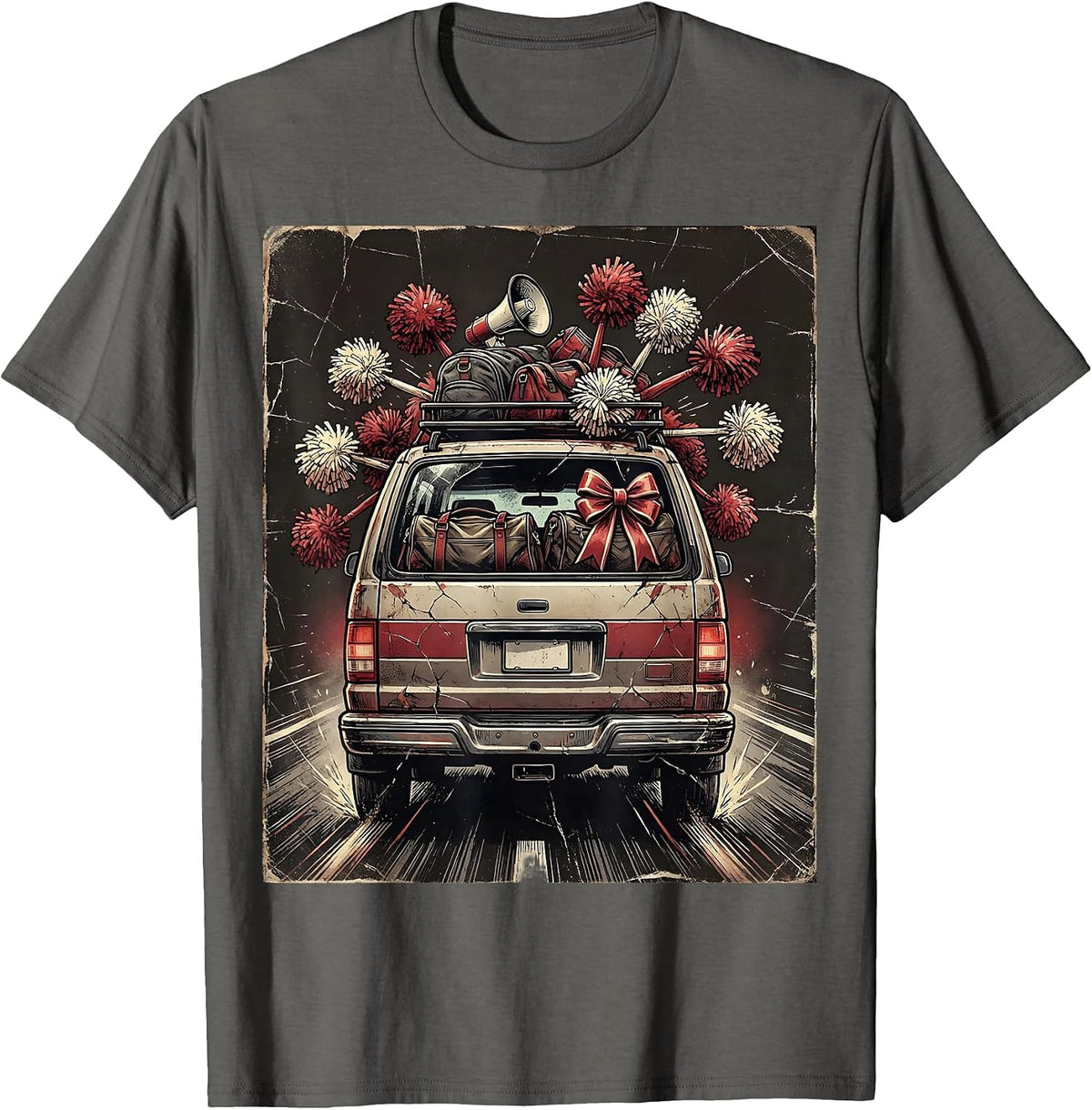 Men's Cheer Mom Van On The Go Graphic Design T-Shirt - Asphalt Grey