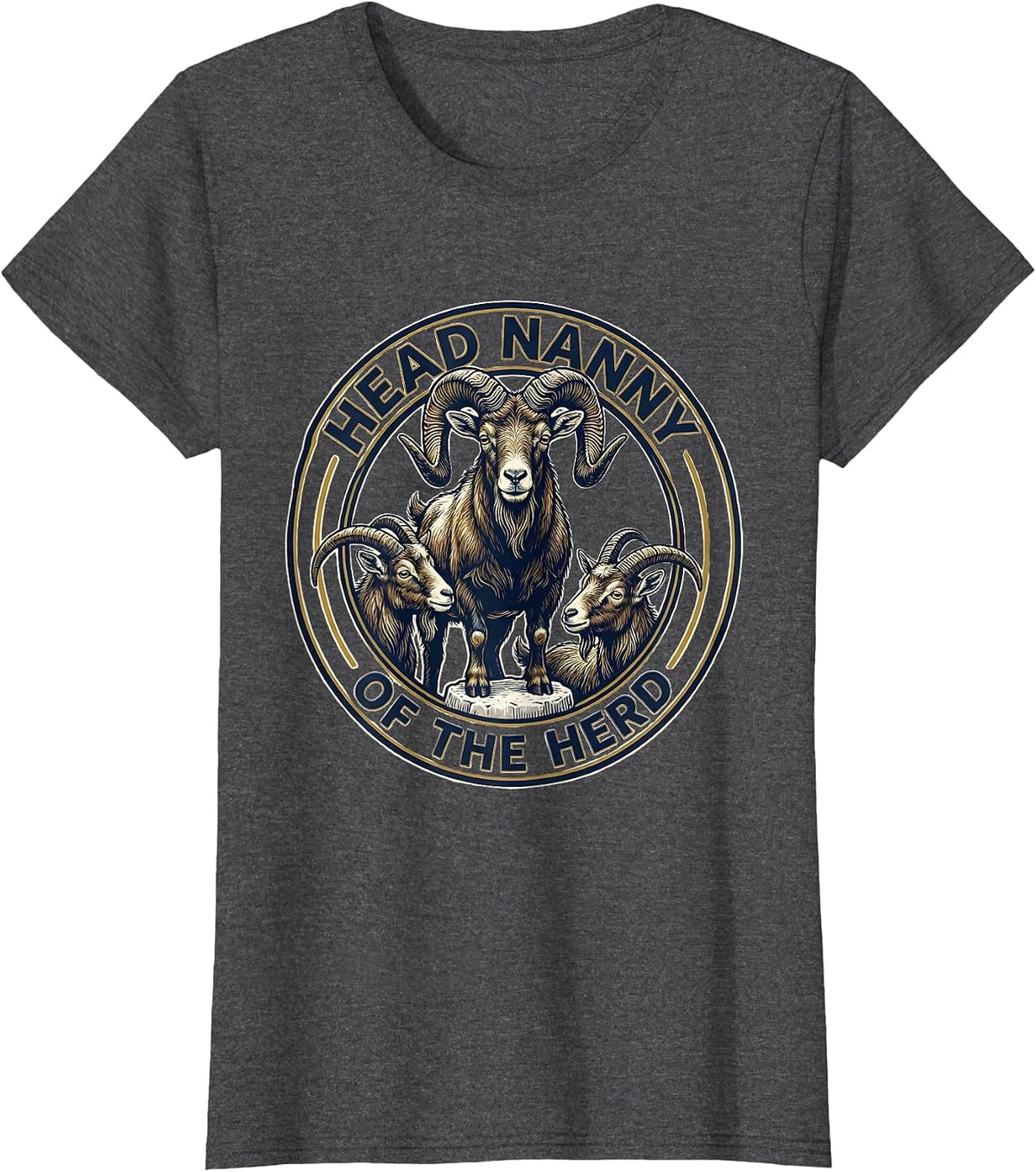 Women's Head Nanny Of The Herd Funny Goat Farmer Goat Lover Gift T-Shirt - Dark Heather Grey