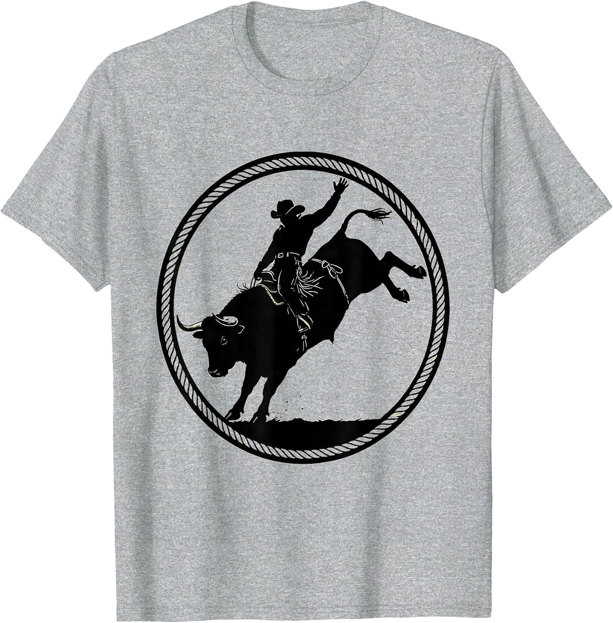 Men's 90s Country Rodeo Bull Riding Graphic T-Shirt - Heather Grey