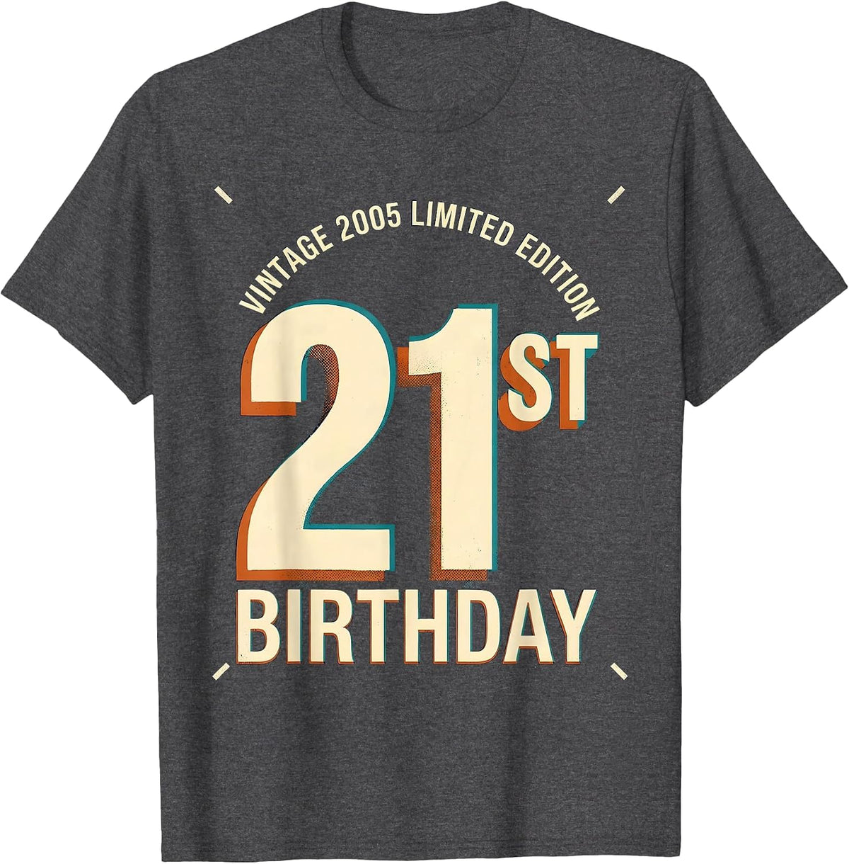 Vintage 2005 Limited Edition 21st Birthday Gift T-Shirt - Dark Heather Grey
