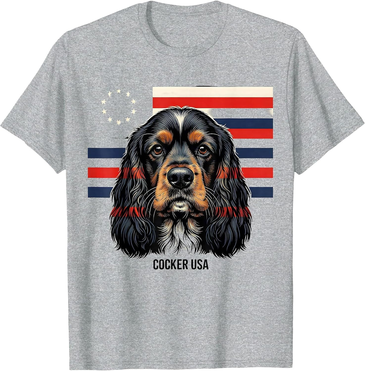Men's Cocker USA Patriotic Cocker Spaniel Dog Lover 4th of July T-Shirt - Heather Grey