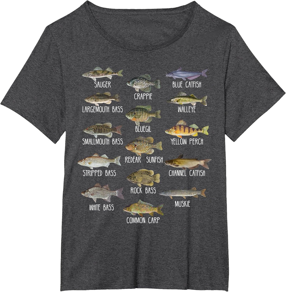 Types of Freshwater Fish Species Biology Fishing T-Shirt - Dark Heather Grey