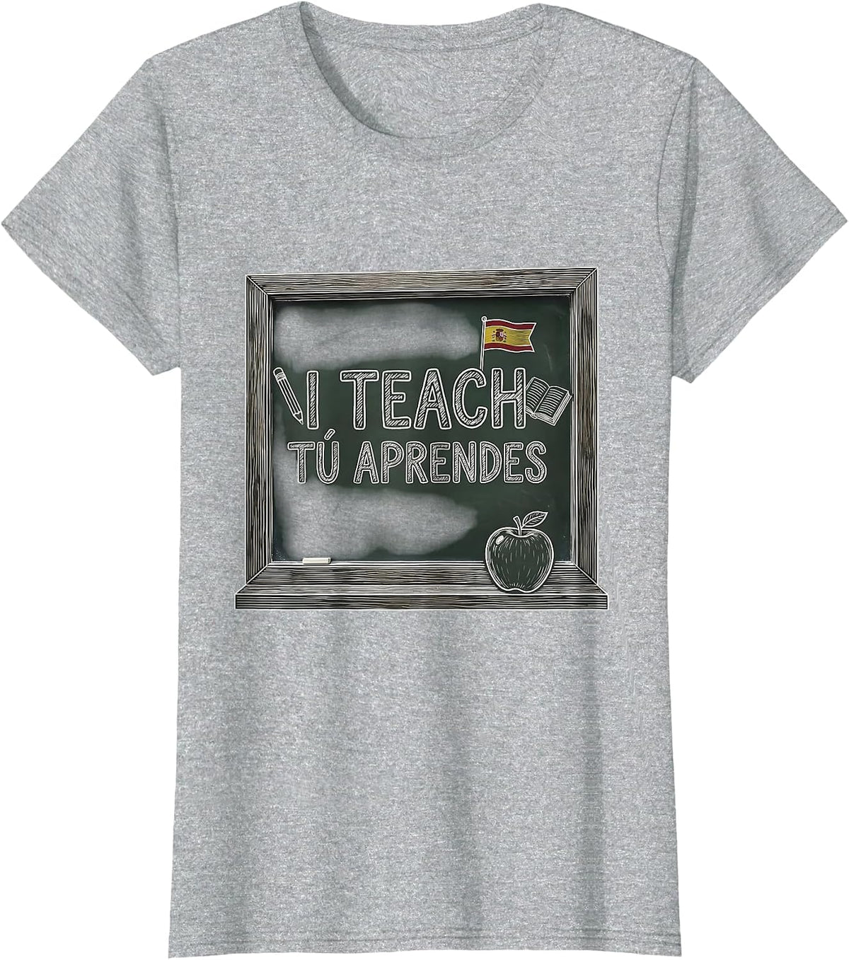 I Teach Tu Aprendes Spanish Teacher Design T-Shirt - Heather Grey