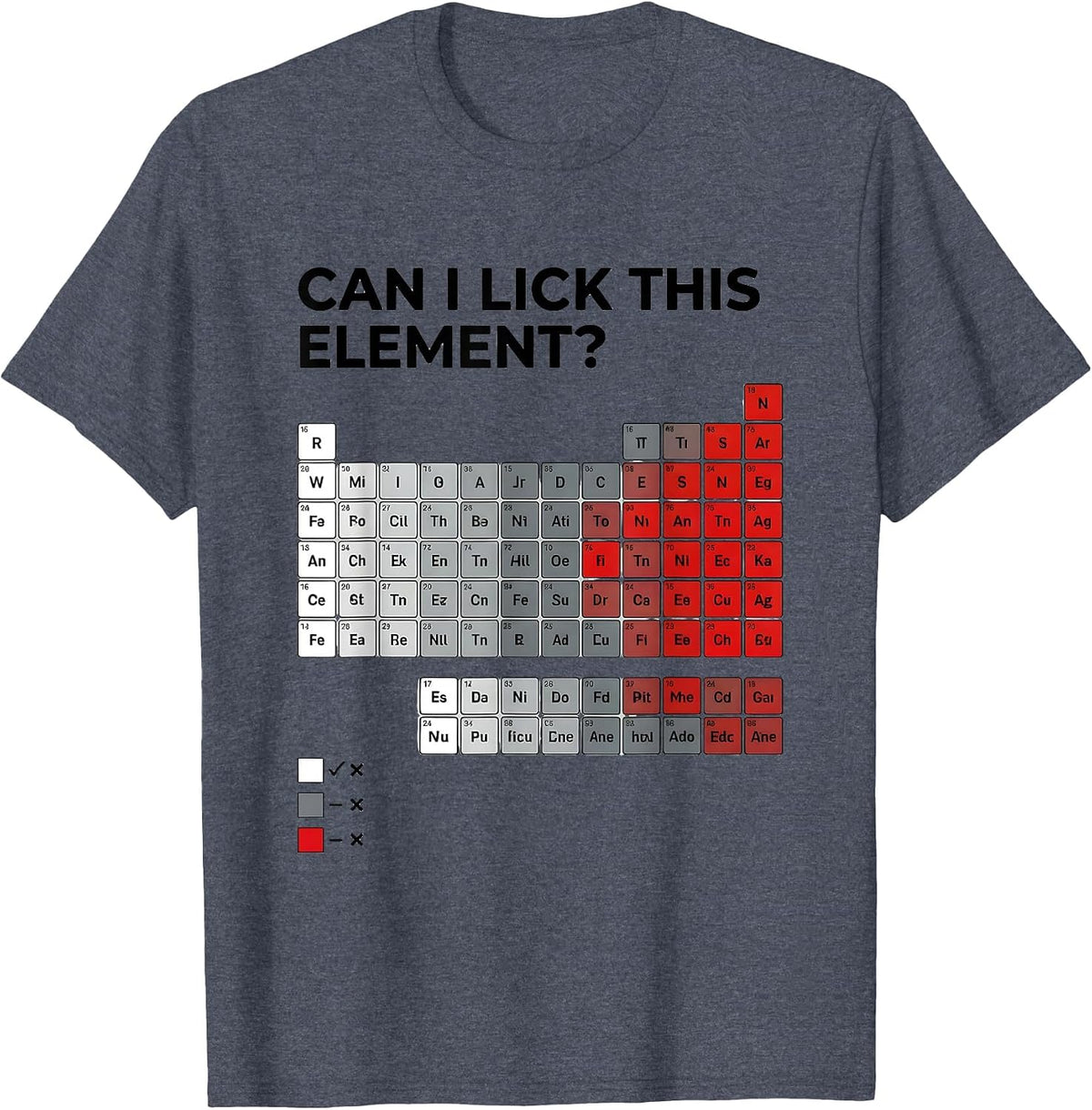 Can I Lick This Element Funny Periodic Table Chemistry T-Shirt - Heather Blue