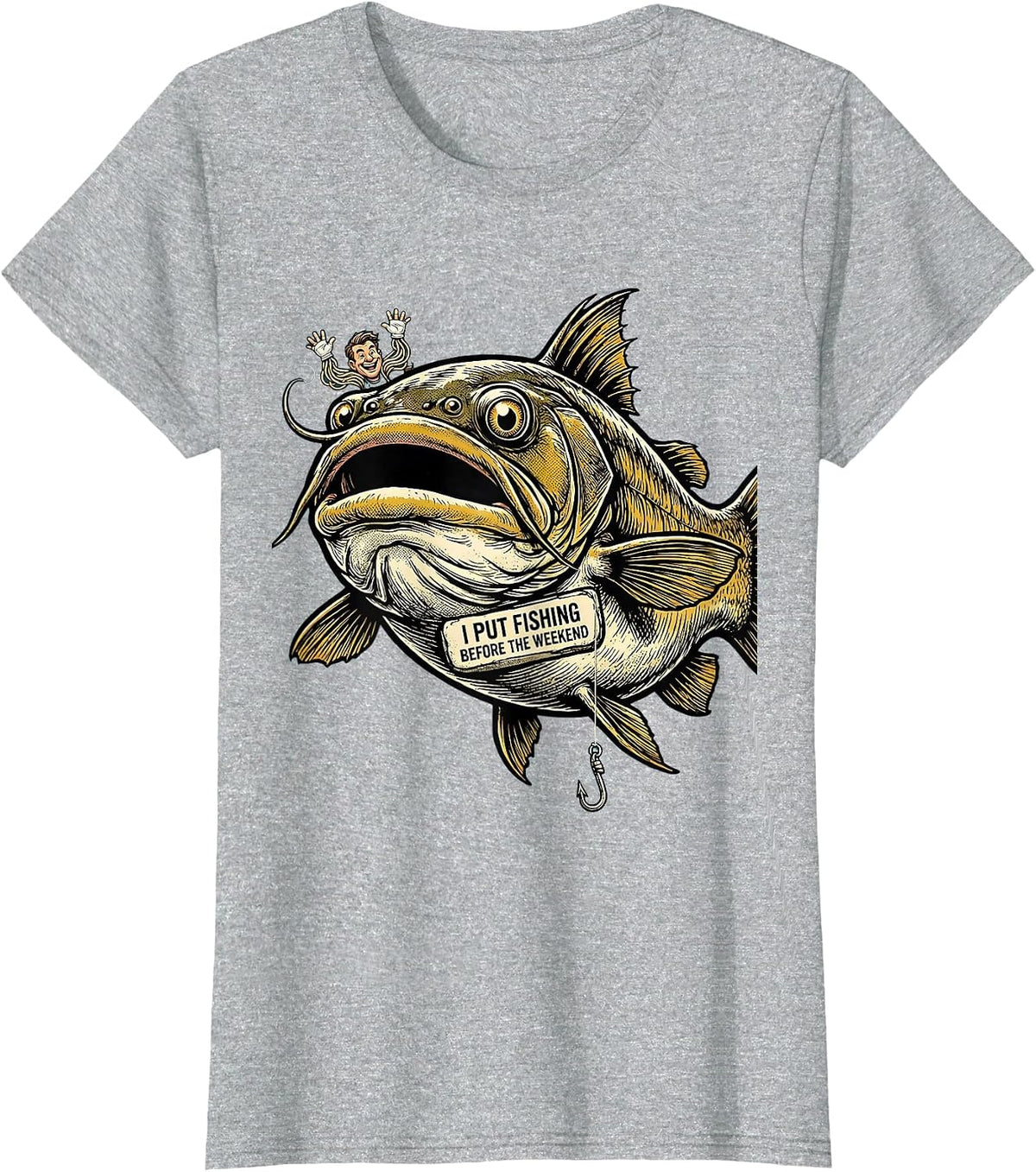 I Put Fishing Before The Weekend Funny Fishing Dad Humor T-Shirt - Heather Grey