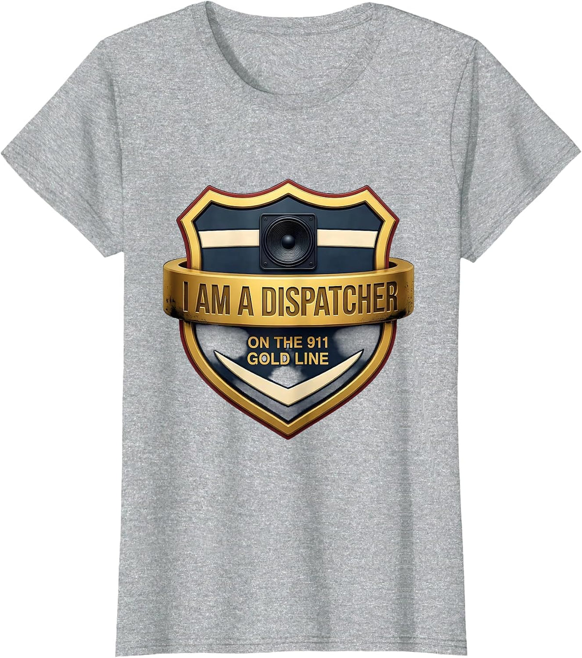 Women's I Am A Dispatcher On The 911 Gold Line First Responder Hero T-Shirt - Heather Grey