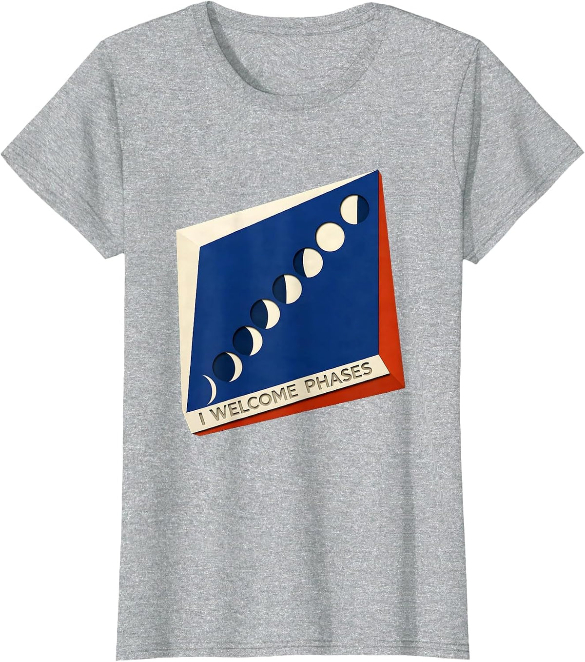 I Welcome Phases Geometric Lunar Cycle Astronomy Astrology T-Shirt - Heather Grey