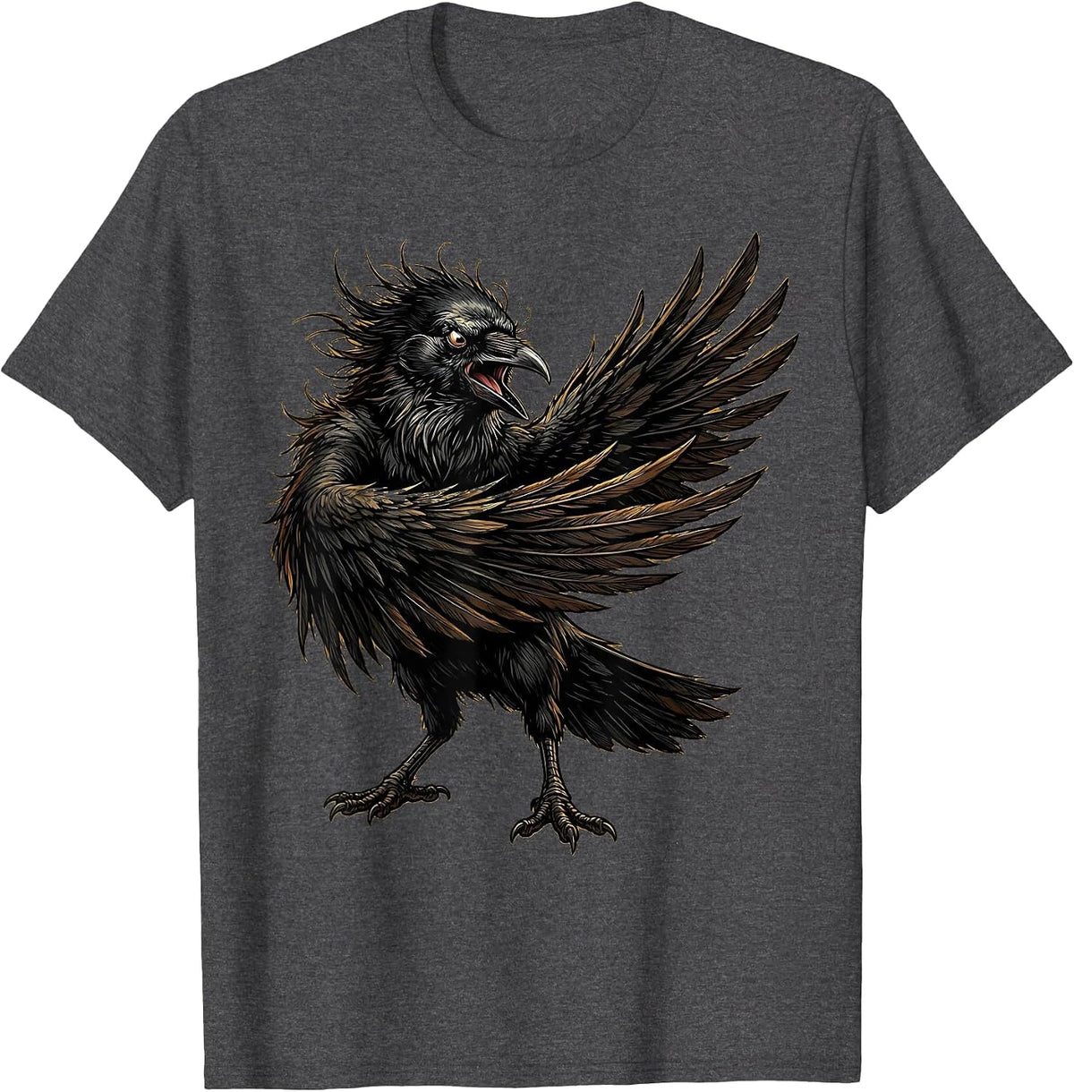 Men's Angry Crow Flipping Wing Graphic T-Shirt - Dark Heather Grey