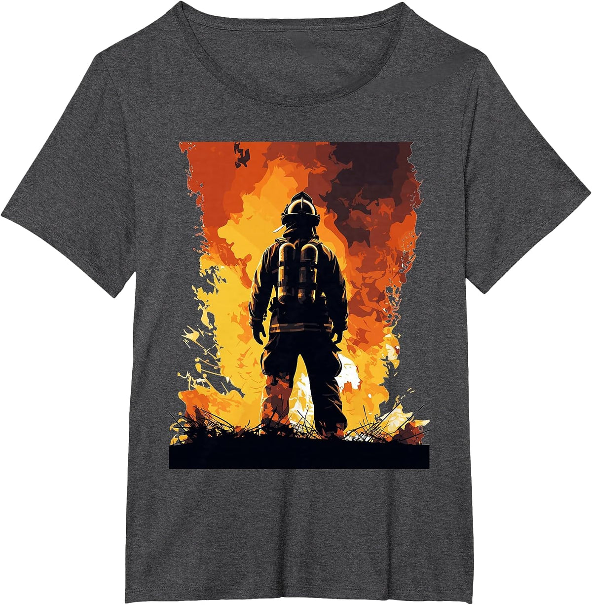 Firefighter Wall of Fire - Firefighter & Fireman T-Shirt - Dark Heather Grey