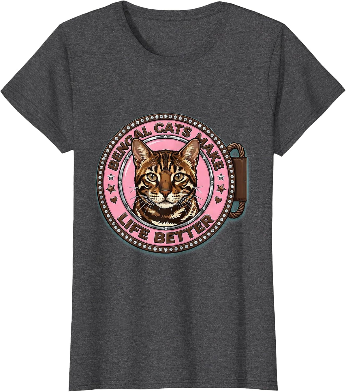 Women's Bengal Cats Make Life Better Cat Lover Design T-Shirt - Dark Heather Grey