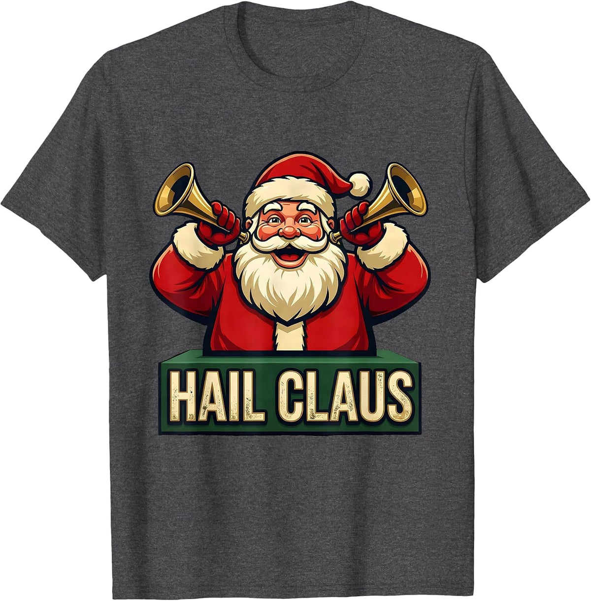 Hail Claus Heavy Metal Santa Rocker Christmas Novelty T-Shirt - Dark Heather Grey