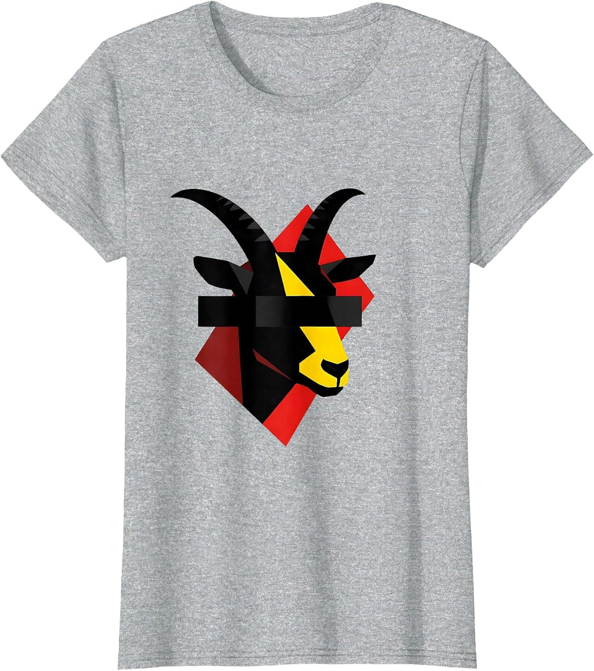 Geometric Goat Head Modernist Humor Animal Lover T-Shirt - Heather Grey