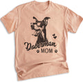 EVERTREE CLOTHING Doberman Mom T-Shirt, Unisex Women's Shirt, Doberman Pinscher Owner, Best Dog Mom Gift - Heather Sunset