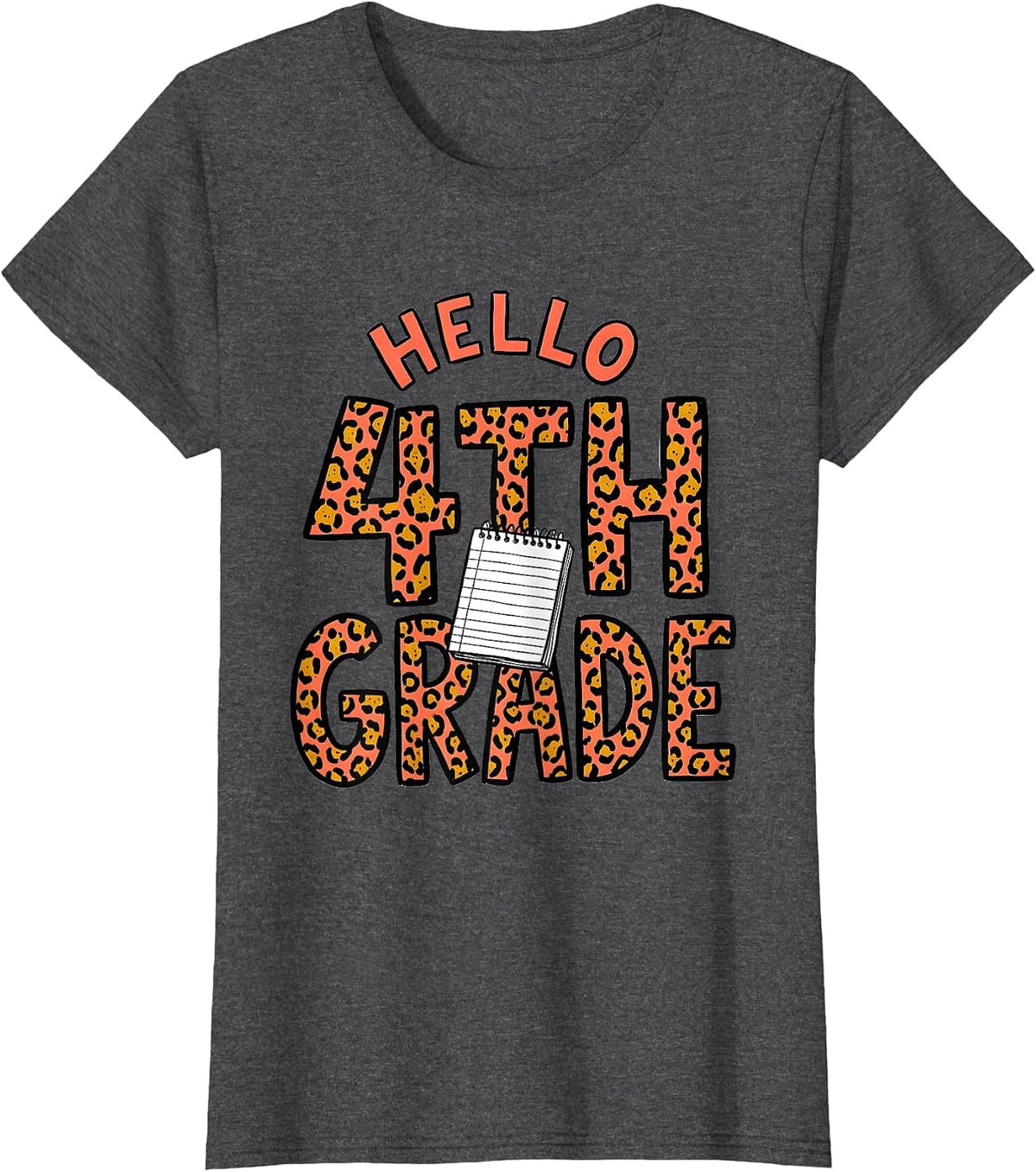 Women's Hello 4th Grade Kids Girl Teacher Back To School 2026 T-Shirt - Dark Heather Grey