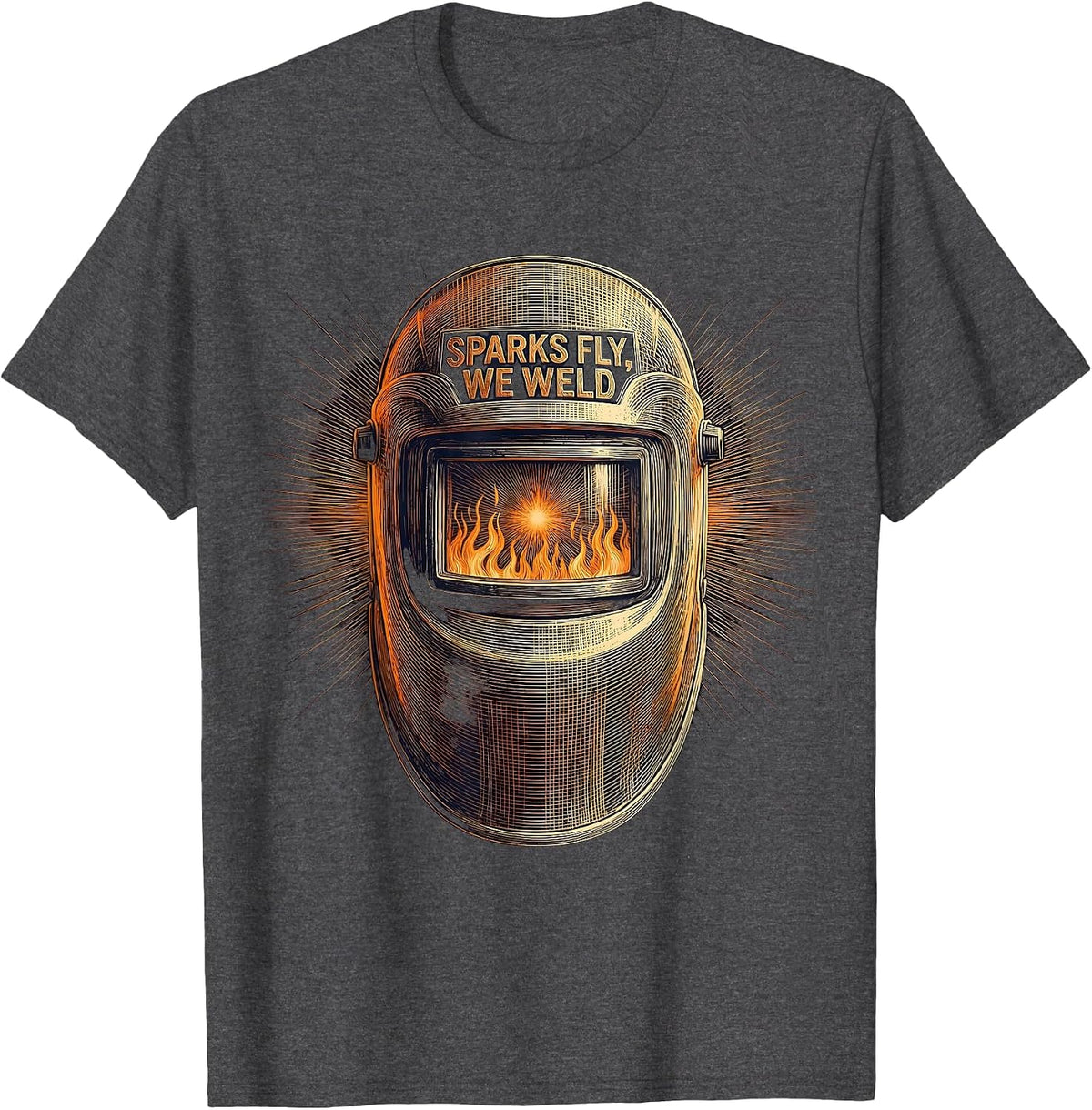 Men's Sparks Fly We Weld Labor Day Welding Design T-Shirt - Dark Heather Grey