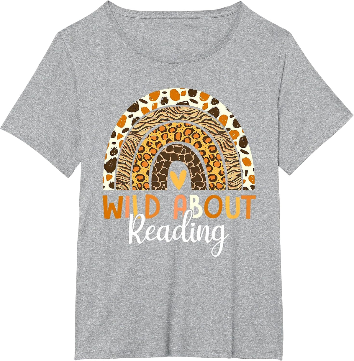 Wild About Reading Teacher Back to School Leopard Rainbow T-Shirt - Heather Grey
